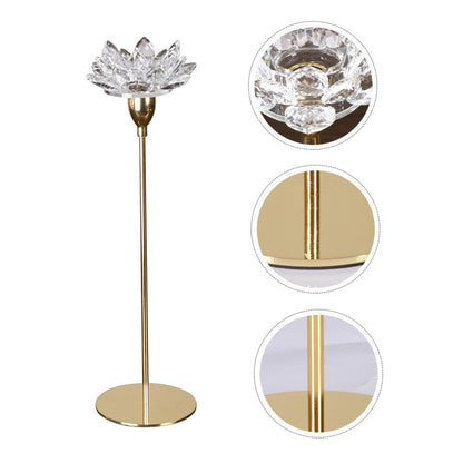 Abaodam Simple Metal Candle Stand Crystal Lotus Candle Holder Small Gold Decorative Candlestick for Dining Room Romantic Home Décor