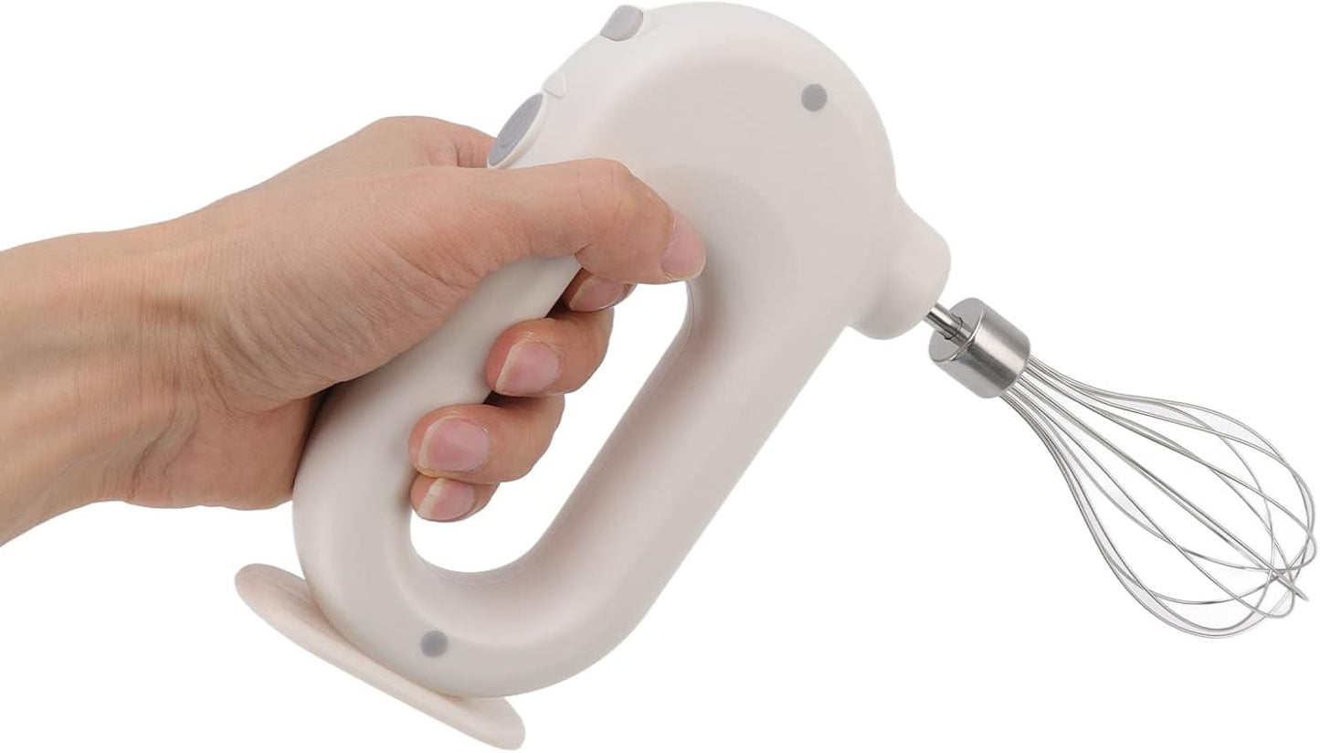 Wynboop Electric Hand Mixer, Mini Household Cordless Frother, Automatic Eggbeater, Double Stick Beer Foam Maker, White,
