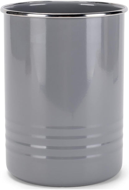Nat & Jules Charcoal Grey Iron Metal Kitchen Crock, 6.75 x 5 Utensil Holder for Countertop