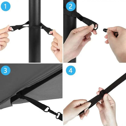 Wind Protection Fixing Strap for Large Cantilever Parasols, Adjustable Windproof Protection with Hooks