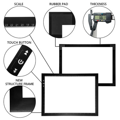 HSK B4/A3s LED Artist tracing Light Box Copy Table, Adjustable High Brightness Light Pad for Tatto Drawing, Sketching, Animation,Diamond Painting Accessories