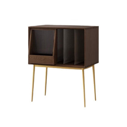 XJOYSL7921 DVD Storage Storage Rack Light Luxury Wooden Vinyl Record Cabinet with Sliding Doors, High Legged Books CD Storage Rack CD Rack Tower