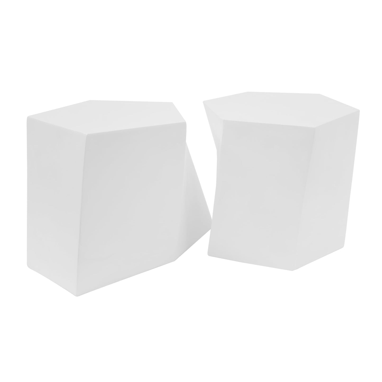 Christopher Knight Home Skyles Coffee Table Set of 2, Geometric Lightweight Concrete Patio End Table, Contemporary Home Decor, Flexible Indoor Outdoor Coffee Tables, No Assembly Required, White