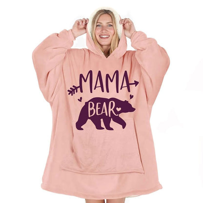 Warmstorey Mama Bear Hoodie Blanket, Mama Bear Gifts For Mom, Pink Blanket Hoodie Gift From Husband - Mothers Day Gift From Daughter Son - Wife Birthday Gifts, Gifts For Wife Women