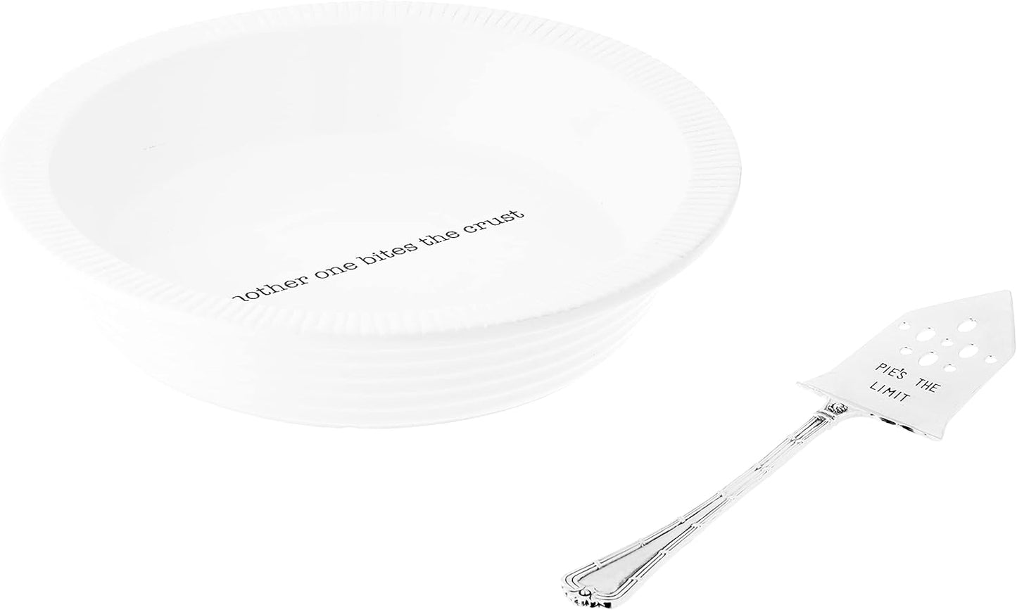 Mud Pie Circa Pie Plate with Server - White/Silver