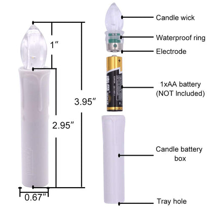 HANNAHONG 10 PCS Flamless Taper Fake Candles,Battery Operated LED Window Flickering Lights with Timer Remote, Perfect for Christmas Holiday Home Party Decoration, Warm White