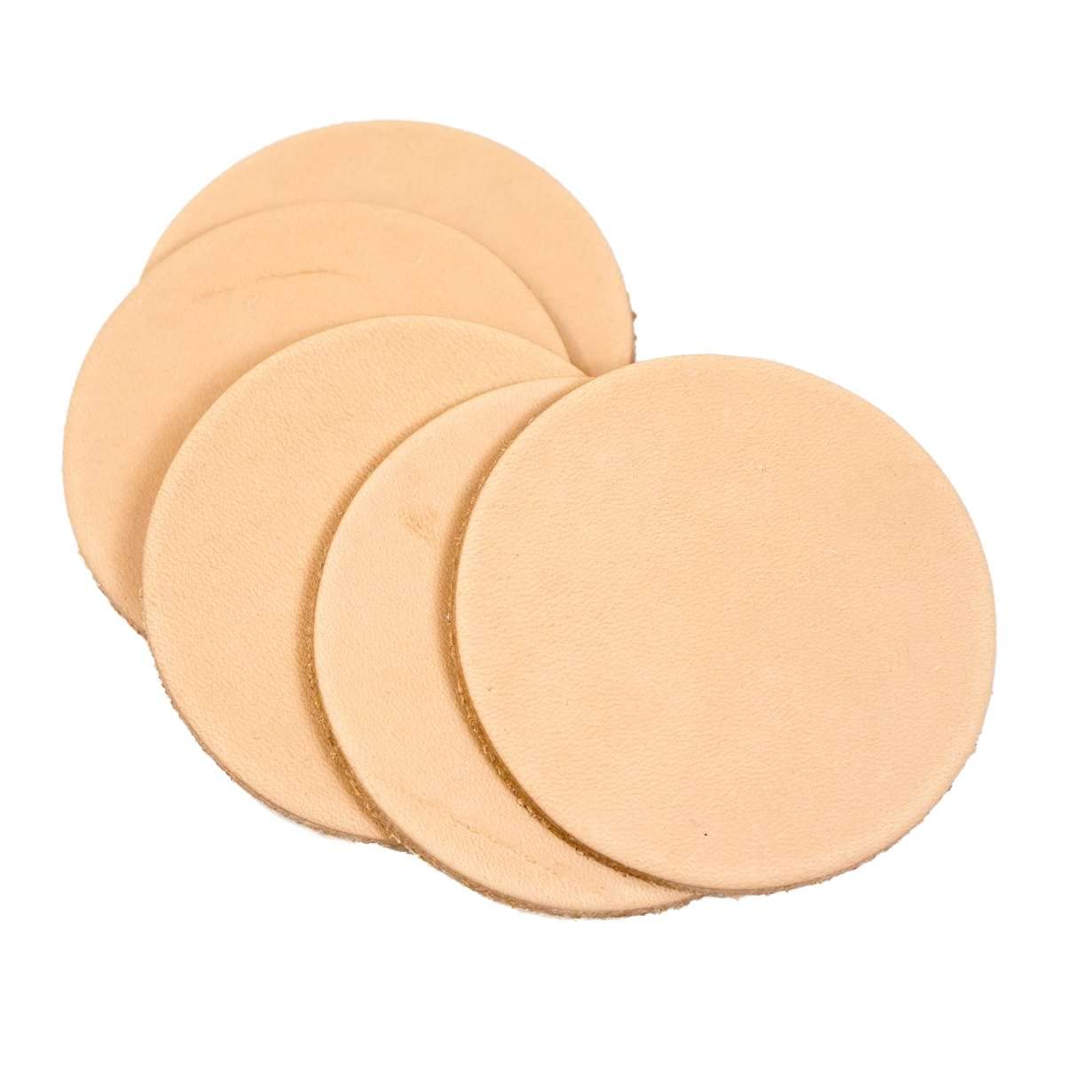 25 Pack – 3‑1/4" Round Veg‑Tanned Leather Pieces – 8–9 oz (3.2–3.6 mm) Natural Leather Circles for Coasters, Tooling, Stamping, Carving & Laser Engraving – Springfield Leather Company