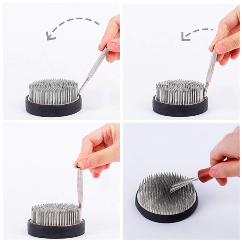 WANDIC Flower Arrangement Kit, Set of 51, Round Flower Holders, Ceramic Flower Pot, Kenzan Needle Cleaning Pin & Rake, Floral Stems and Floral Tape for Flower Arranging Art