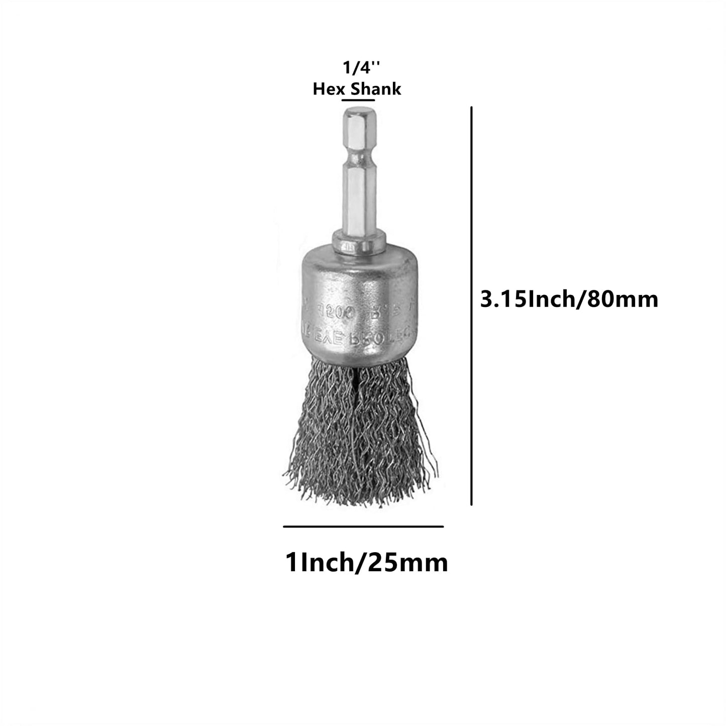 ROZZLOOM Abrasive Wire Pen Brush Set for Drill - 1/4 Inch Hex Shank 1 Inch Wire Pen Brush - Stainless Steel Crimped Carbon Steel Brush for Rust,Cleaning,Deburring,Removing Paint-6pcs