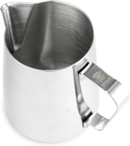 Barista Basics 20 Oz Silver Stainless Steel Milk Frother Pitcher - Steaming Pitcher for Latte Art