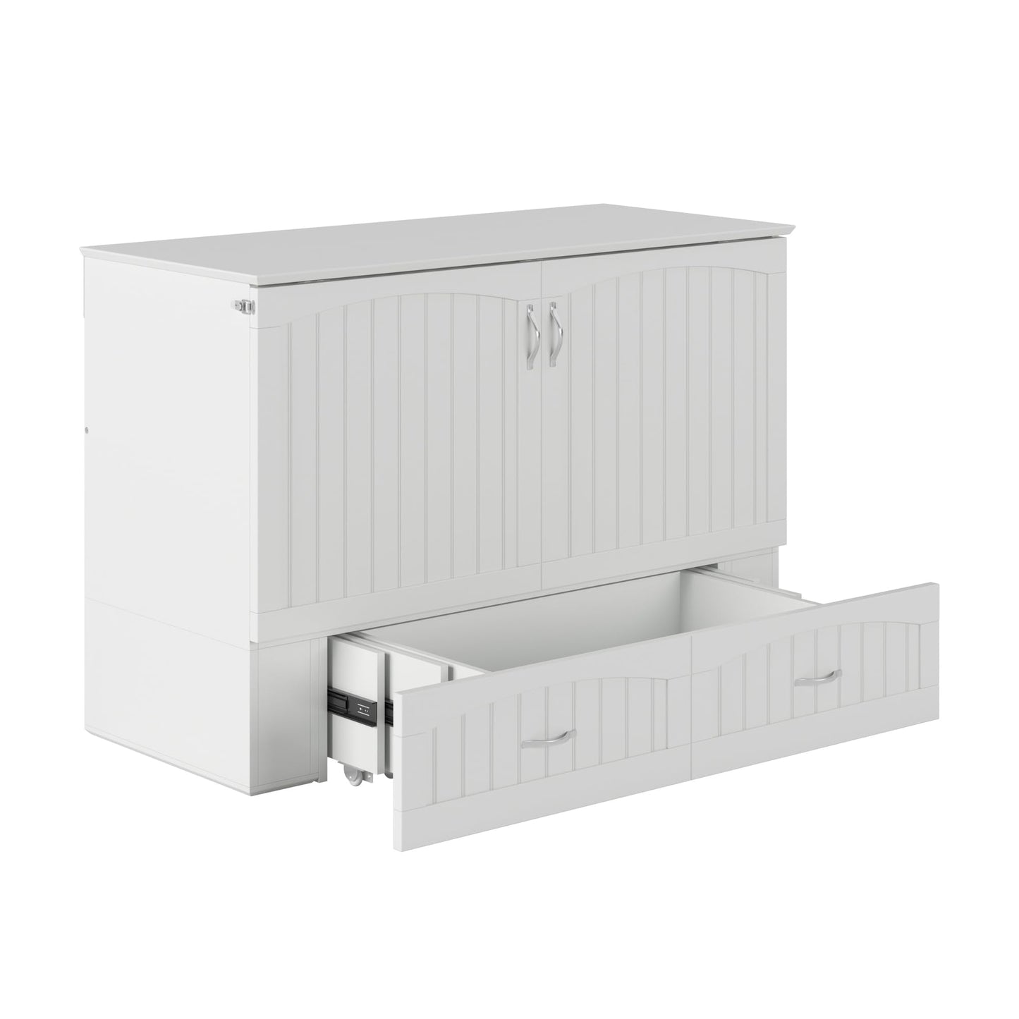 AFI, Southampton Murphy Bed Chest Full with 6" Mattress, Built-in USB Charger & Storage Drawer, White