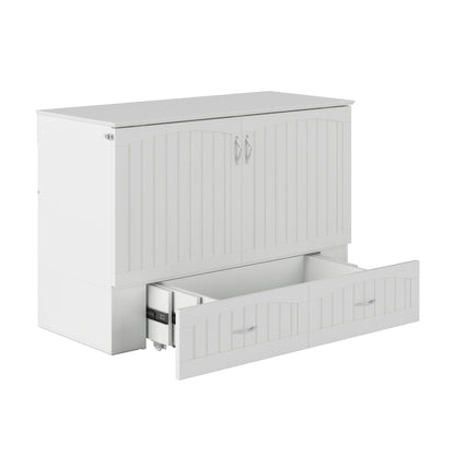 AFI, Southampton Murphy Bed Chest Full with 6" Mattress, Built-in USB Charger & Storage Drawer, White