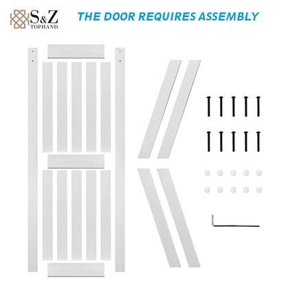 S&Z TOPHAND® 54in x 96in MDF Barn Door with 10FT Sliding Door Hardware Kit,Solid Barn Door Slab Covered with Water-Proof PVC Surface