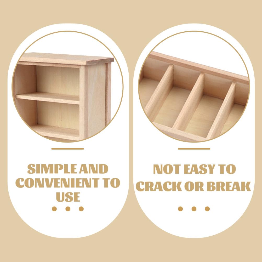 Angoily Mini Bookshelf, Dollhouse Bookcase, 1:12 Scale Doll House Furniture, Miniature Wooden Storage Cabinet Model, Unfinished Wood Library Shelving Scene, DIY Accessories for Room Display Collection