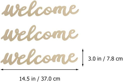 PRETYZOOM 10pcs Farmhouse Welcome Sign Cutout, Unfinished Letter Sign DIY Block Words for Home Wedding