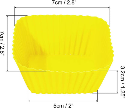 uxcell 18Pcs Silicone Cupcake Baking Cups, Non-Stick Square Baking Cups for Muffins and Cooking Eggs