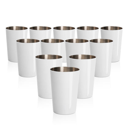 PYD Life 12 Pack 2 OZ Sublimation Shot Mugs Tumblers Blanks Bulk White Mini Wine Tumbler Stainless Steel Tumblers Cups without Lid and Straw for Sublimation Oven Printing
