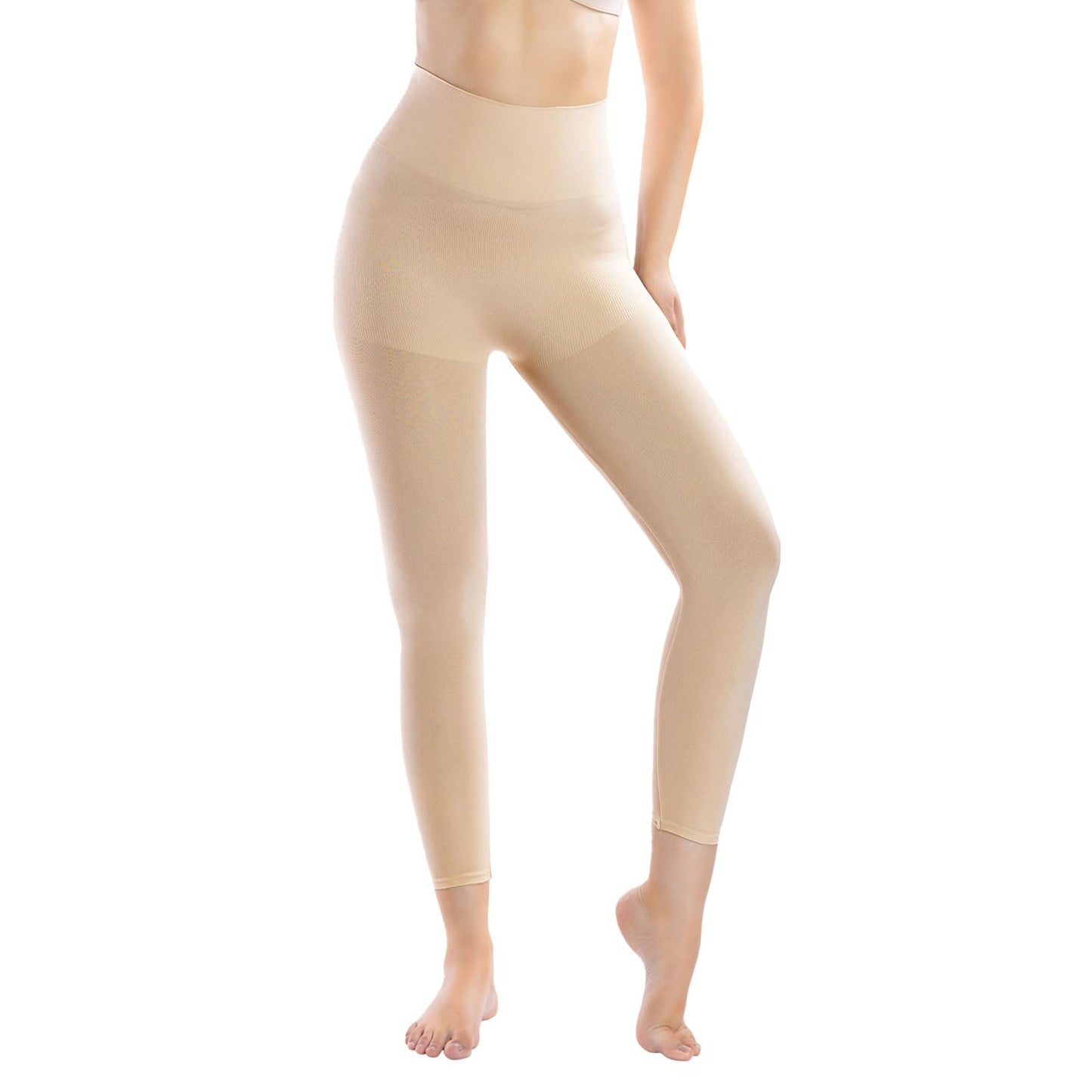 +MD Shapewear for Women Tummy Control Seamless High Waisted Light Compression Footless Tights Leggings