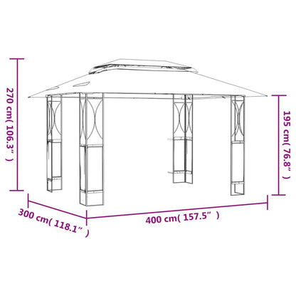 Dark Gray Steel Rectangular Gazebo, 157.5x118.1 Inch Water-Resistant Outdoor Canopy for Patio, Garden, Large Capacity for 10 People Outdoor Structures