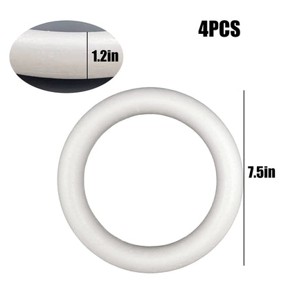 FFchuanhe 12pack Craft Foam Wreath, Foam Rings for Crafts, 3 Sizes(11in, 7.5in, 4.6in) for Flower Projects, Christmas, Wedding, Home Decoration and Various DIY Arts and Crafts.White