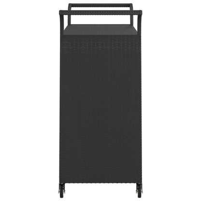 Gecheer Bar Cart with Drawer – 39.4 x 17.7 x 38.2 Inch Poly Rattan Serving Trolley, Weatherproof Steel Frame, Locking Casters, Smooth-Rolling Kitchen or Outdoor Bar Caddy