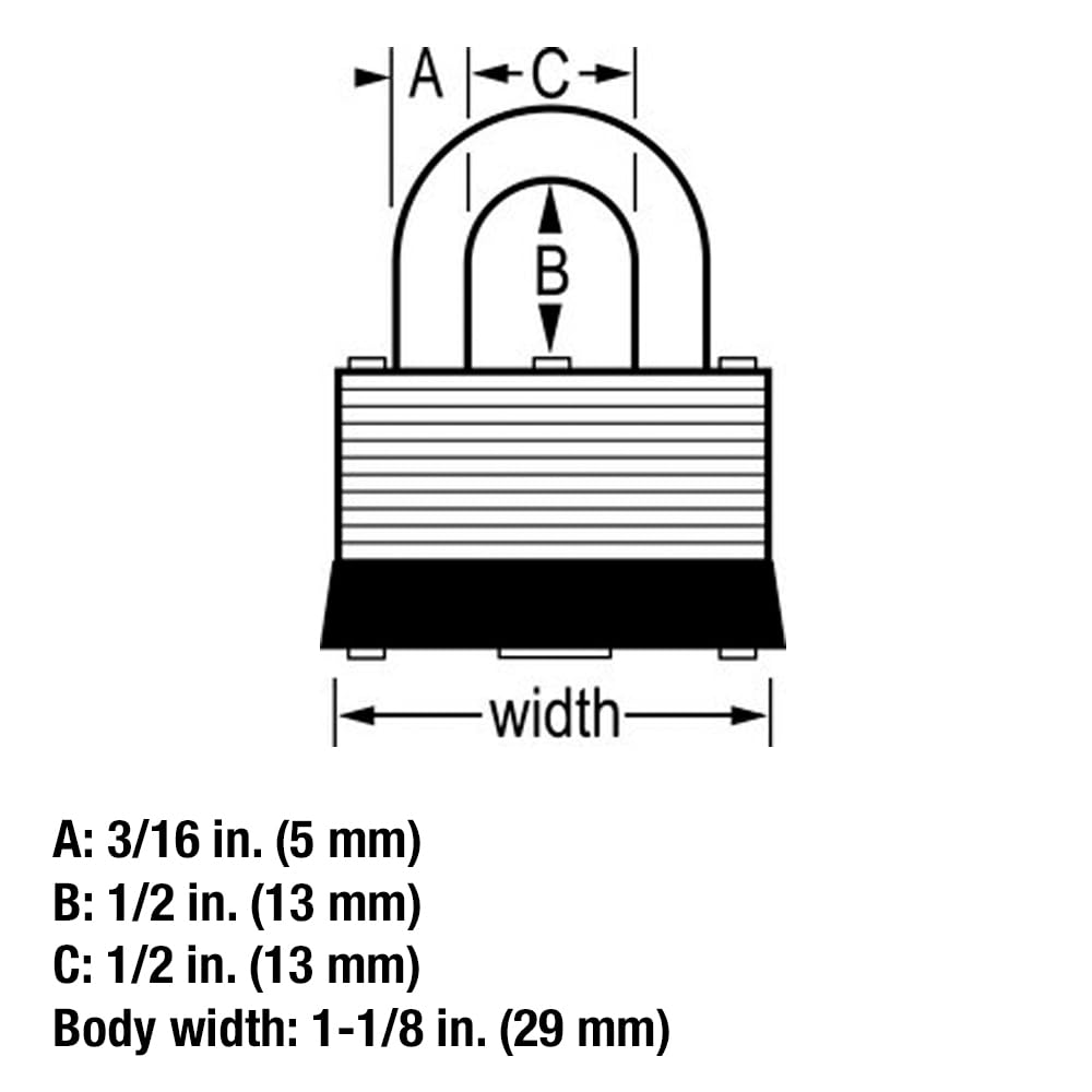 Master Lock 105D Laminated Steel Warded Padlock, 1 Count (Pack of 1) 1-1/8" Wide, 105D