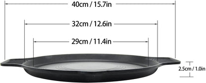 Korean BBQ Grill, Cast Iron Round Non Stick Grill Plate for Induction Cooktop and Stove