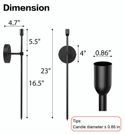 Wall Candle Sconces Holder Set of 2,Large Black Scepter Gothic Design Metal Candle Sconces,Home Wall Decoration for Living Room Entryway Dining Room