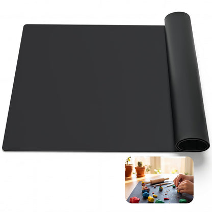 Silicone Crafting Mat for Artists, 32"x24"x1.2mm Large Nonstick Art Sheet for Resin Craft, Jewelry Casting, Acrylic Painting, Clay Work, Heat Resistant Desk Protector and Placemat | Black