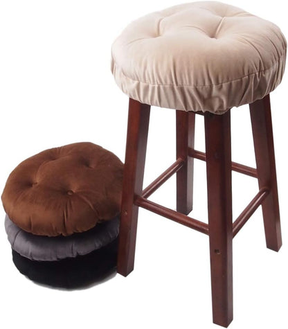 13 Inch Augld Bar Stool Cushion Soft Velvet Padded Round Stool Cover Velvet Black