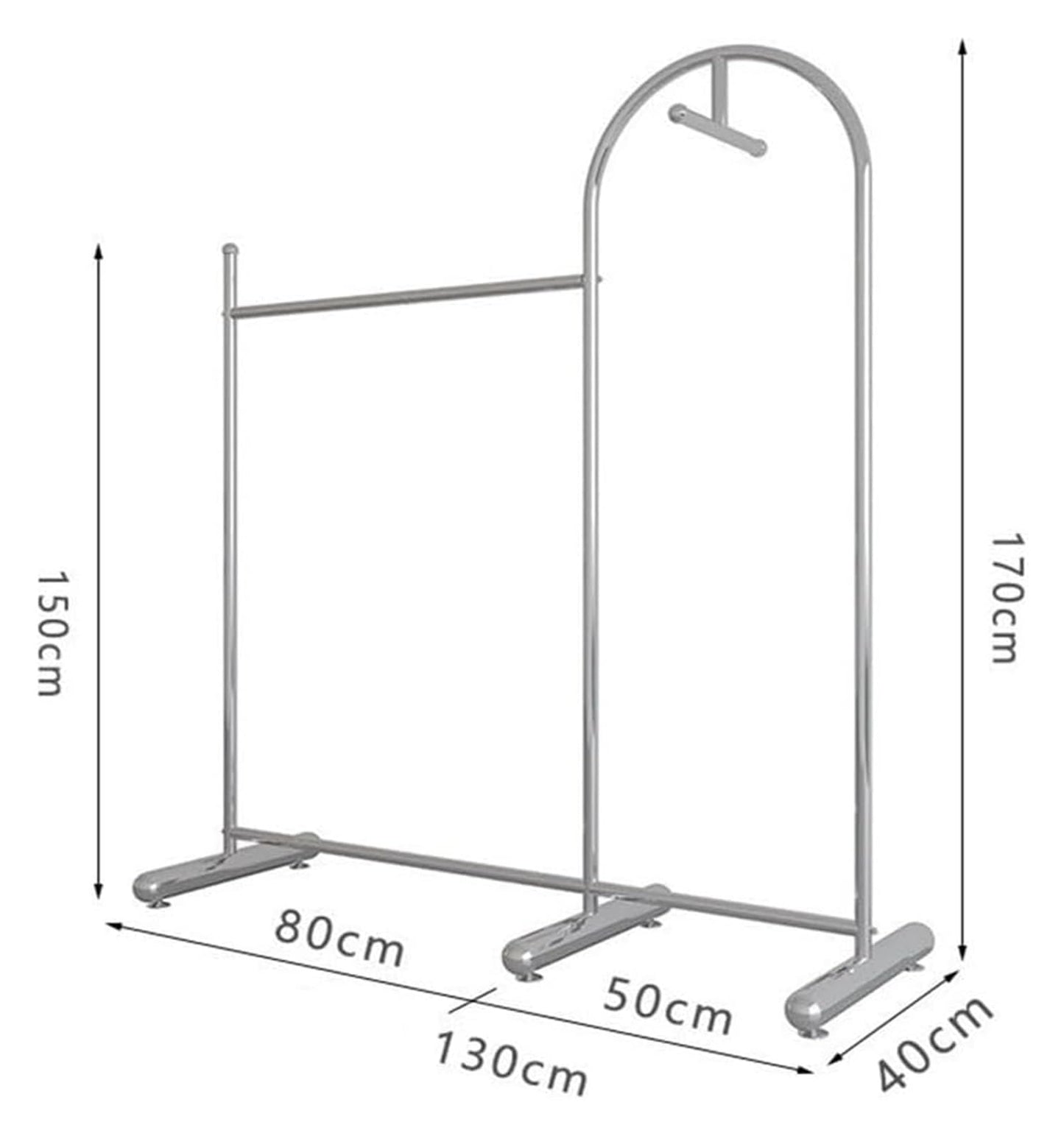 CUTPOIY Clothes Rail Garment Rack Commercial Heavy Duty Garment Rack, Stainless Steel Clothing Rack Free Standing Coat Rack for Bedroom Clothes Drying Rack for Hanging Clothes, Silver-130x40x170cm