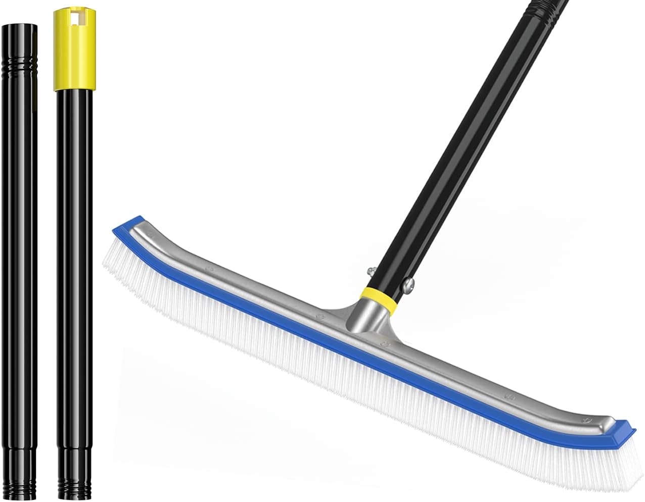 4ft 8ft 18" Swimming Pool Brush with Pole, - Pool Brush Head for Above Ground, Inground Pools, Cleaning Scrubber Tools