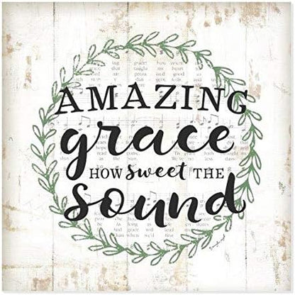 MRC Wood Products Amazing Grace How Sweet The Sound Rustic Wall Sign, 12x12