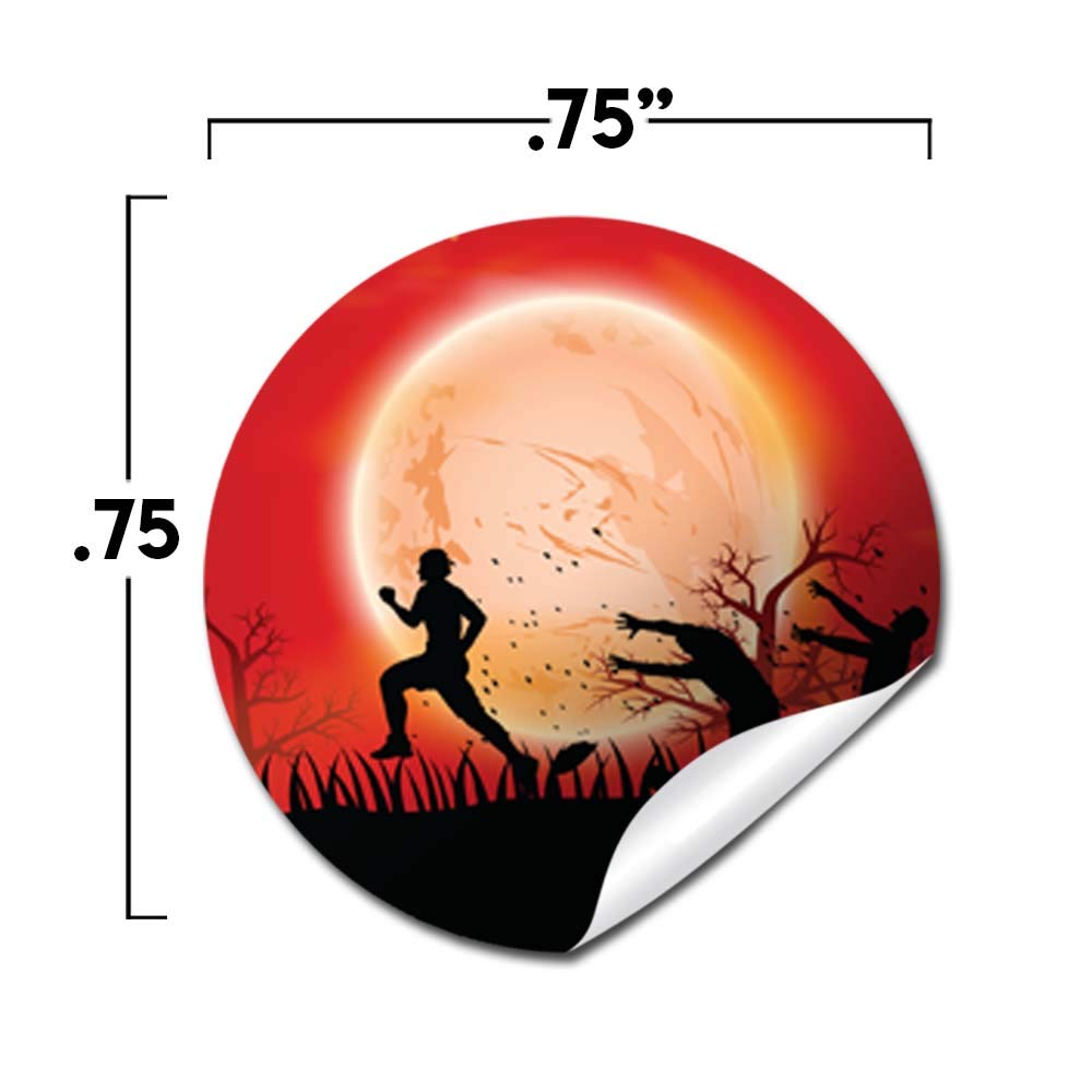Zombie Attack Spooky Blood Red Moon Halloween Party Kiss Sticker Labels, 300 Party Circle Sticker sized 0.75* * for Chocolate Drop Kisses by AmandaCreation, Great for Party Favors, Envelope Seals &
