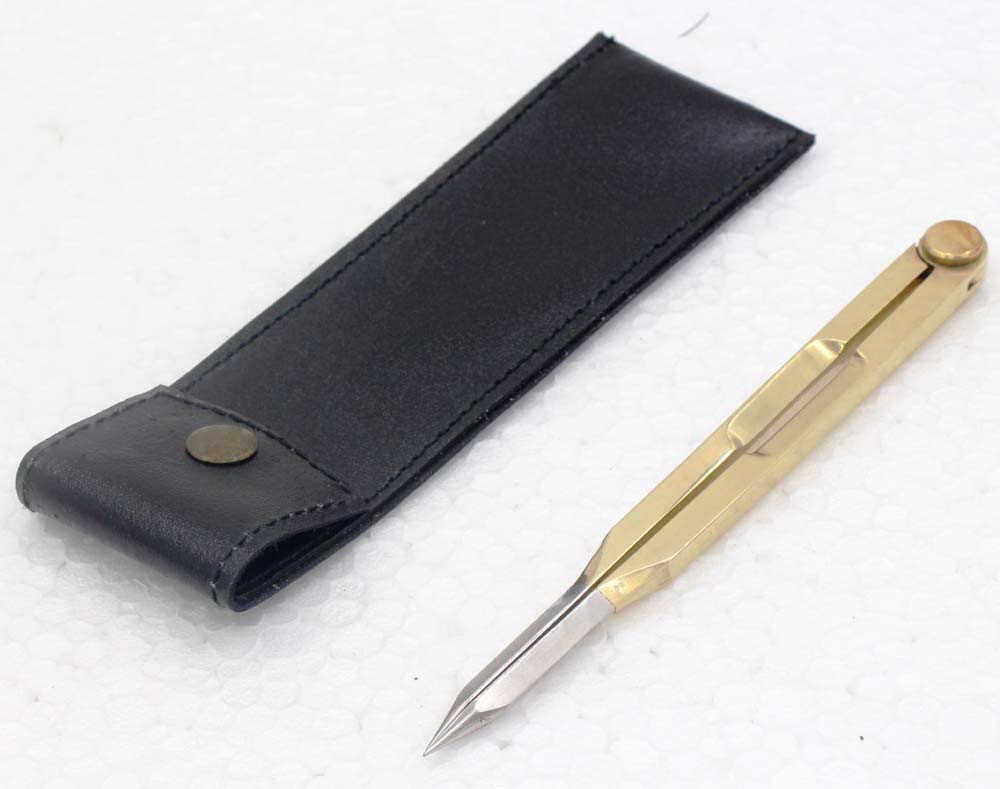 Nautical Brass Navigation Divider, Straight Navigation Divider (Small) for Maritime & Naval, Antique Geometry Drafting Compass, Geometry Drafting Compass Professional Work with Leather Case