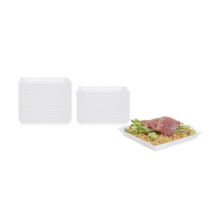 Restaurantware 5 x 5 Inch Mini Tasting Plates 100 Disposable Square Plastic Plates - Durable Stylish White Plastic Hors D'oeuvre Serving Plates For Desserts Or Appetizers At Parties