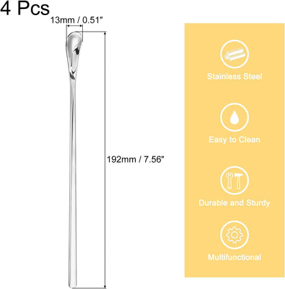 uxcell 4Pcs 7.6 Inch Stainless Steel Mixing Spoon Set, Cocktail Stirrer Bar Spoon for Drink Stirring