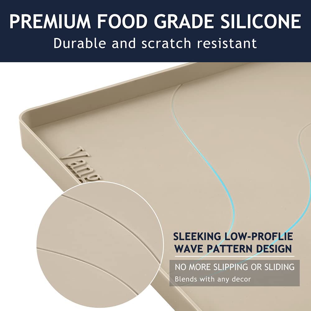 Vangostella Heavy Duty Silicone Under Sink Mat for Kitchen&Bathroom 28" x 19",Waterproof Under Sink Rubber Mat Drip Tray, Raised Edge Under Sink Liner,Prevent Drips, Leaks, Spills,Beige