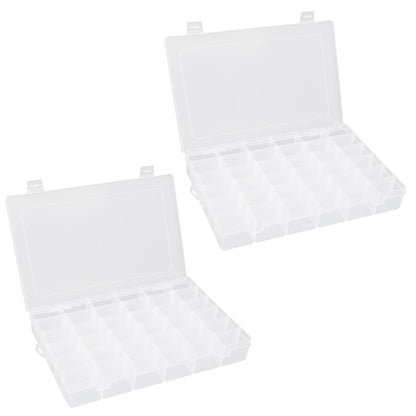 OALCQ 36 Grids 2 Pcs Bead Organizer and Storage Tackle Box for Rock Collection, Washi Tape, Small Items - Plastic Container
