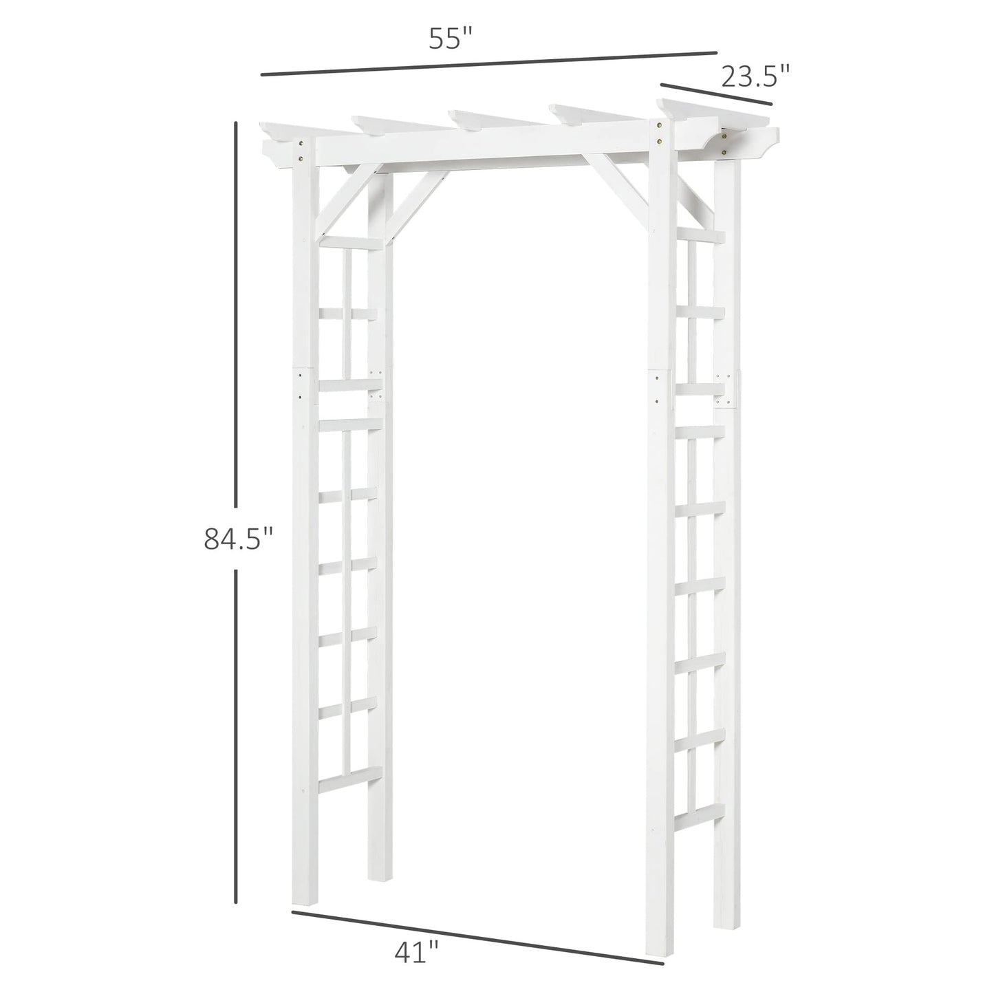 85" Wooden Garden Arbor for Wedding Ceremony, White Outdoor Arch Trellis for Climbing Vines, Heavy Duty Wood Frame for Garden, Patio, Backyard Decor