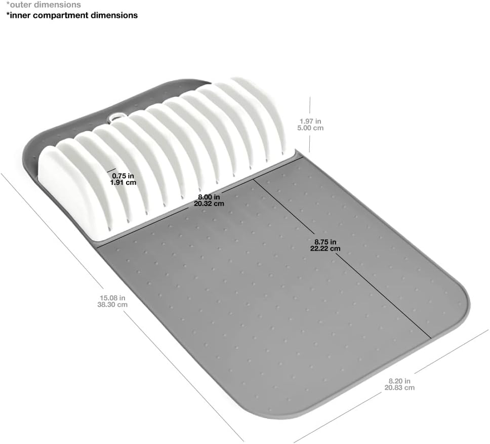 Madesmart Premium Antimicrobial Classic Large Knife Mat, Soft-Grip Non-Slip Drawer Organizer, EPA Certified, White