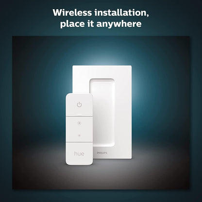 Philips Hue Smart Wireless Dimmer Switch V2 (Installation-Free, Exclusive Philips Hue Lights) for Indoor Home Lighting, Livingroom, Bedroom