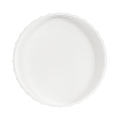 Kate and Laurel Lissi Decorative Round Tray with Wavy Design; 16 Inch Diameter; White; Modern Scalloped Circle Serving Tray for Coffee Table Ottoman; Dining Table; or Entryway Catch-All Tray