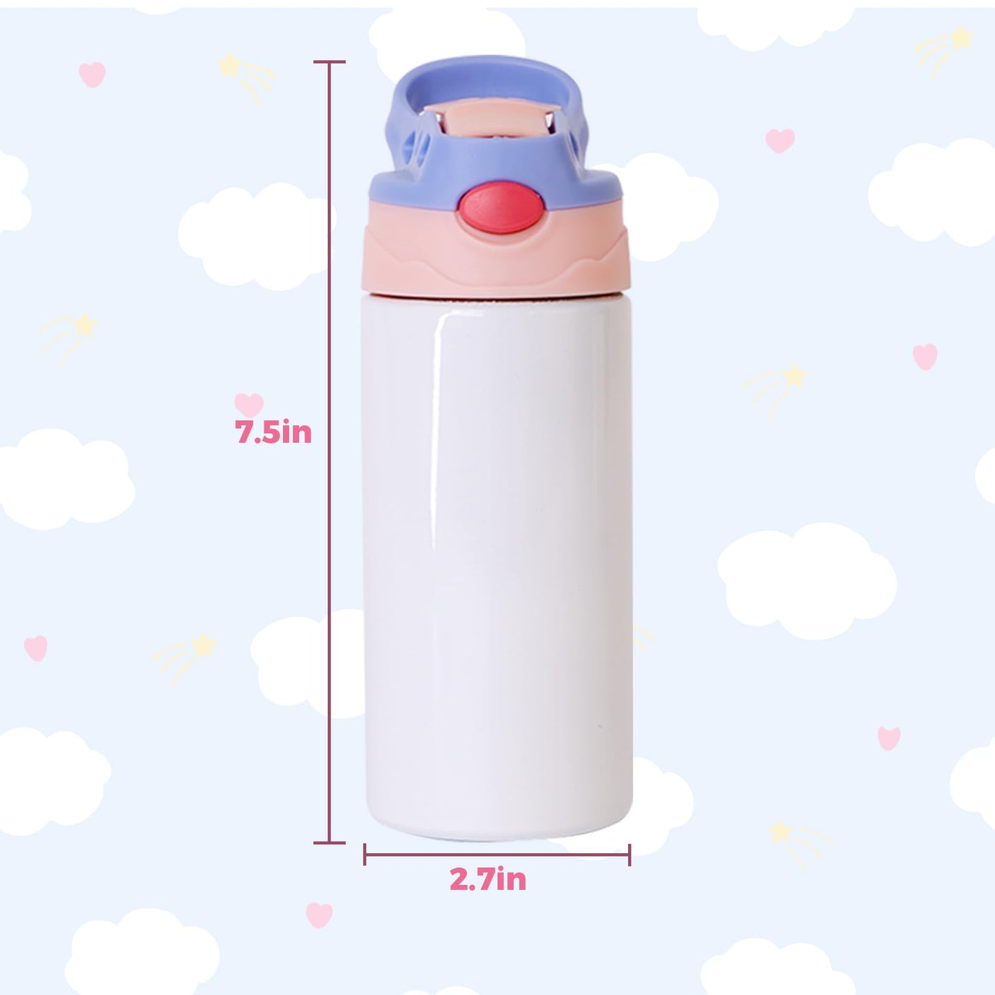 Lilsofee 6 Pack 12 OZ Sublimation Straw Sippy Cup Blank Tumblers Double Wall Vacuum Insulated Mixed Color Thermoses Stainless Steel Water Bottles for School