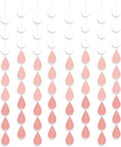 Baby Shower Decorations for Girl - Pink Party Hanging Raindrop Garland, Wedding Supplies, Birthday Banners Decor Set