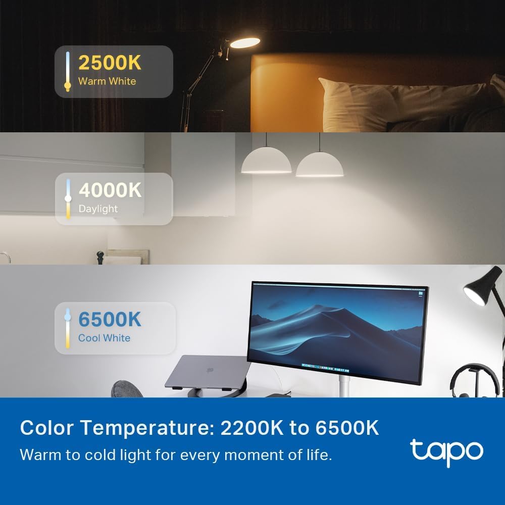 TP-Link Tapo Smart Light Bulbs, 1100 Lumens High Brightness (75W Equivalent), Matter-Certified, 16M Colors WiFi Light Bulb, Dimmable, Works w/Siri, Alexa & Google Home, A19 E26, Tapo L535E(2-Pack)