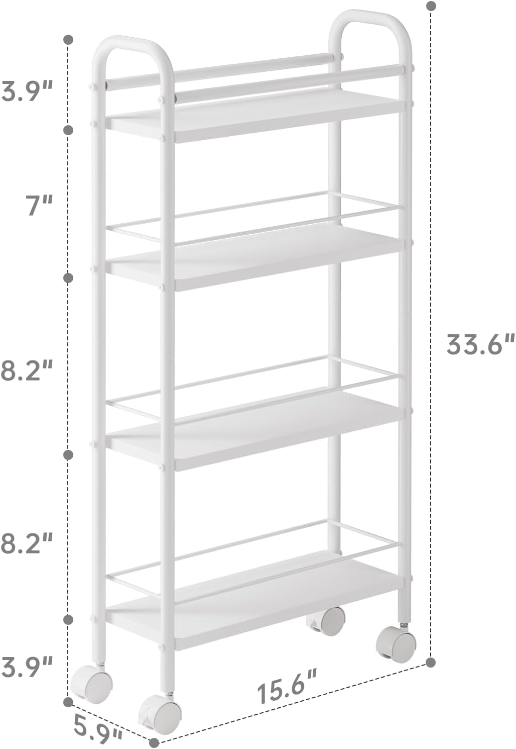 4-Tier 5.9" 4-Tier (5.9" 33.6" Asgolion Slim Storage Cart, Small Rolling Cart with Wheels, Deep, Narrow Bathroom Shelf