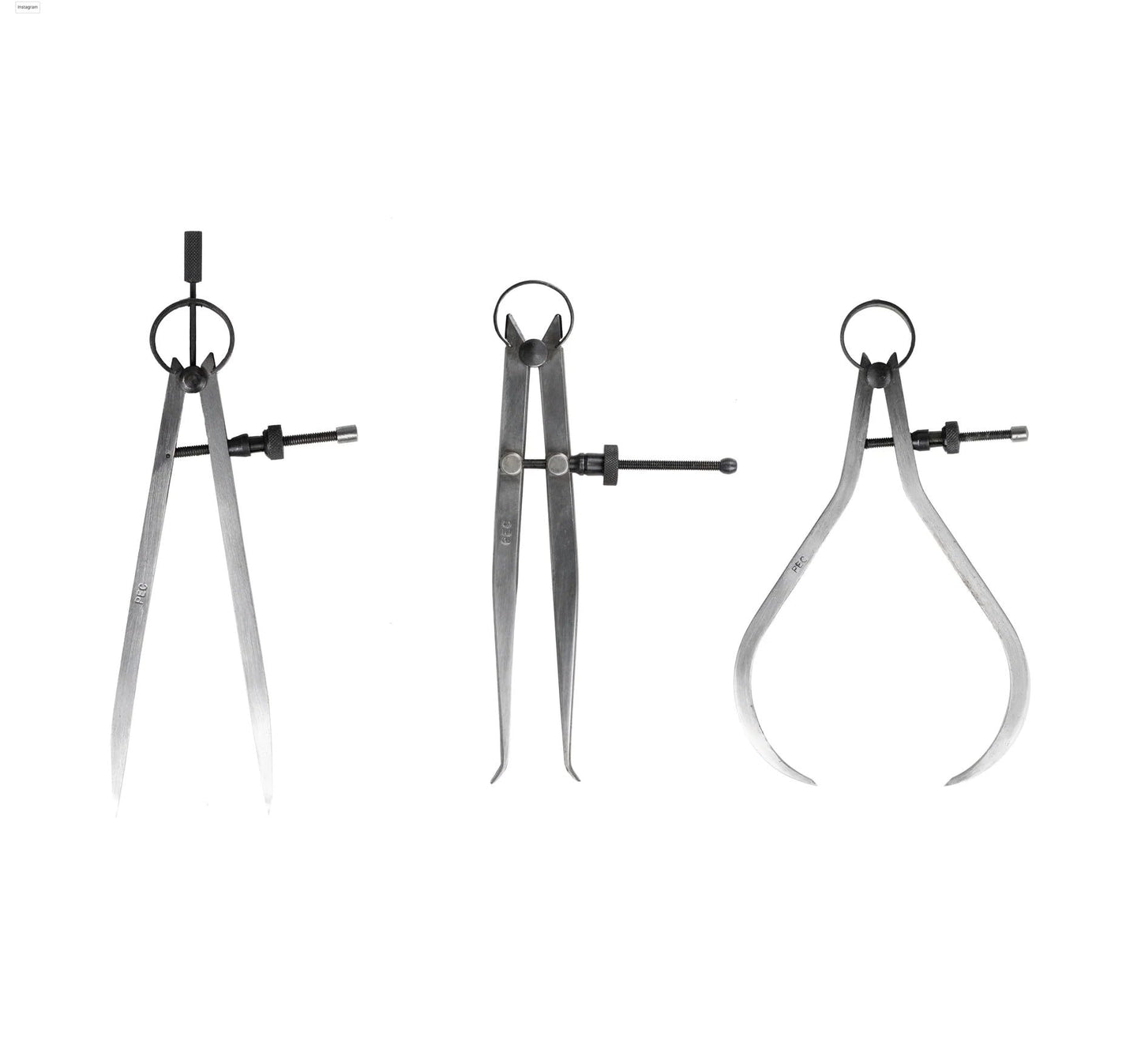 PEC Tools Precision Spring Dividers with Flat Legs and Solid Nut, Polished Natural Steel Finish, Fine Adjustments, Scribing Compass 4" Size and Capacity