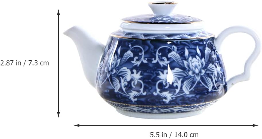 Alipis Porcelain Teapot, Blue and White Chinoiserie Chinese Teapot with Strainer Hole for Kung Fu Tea