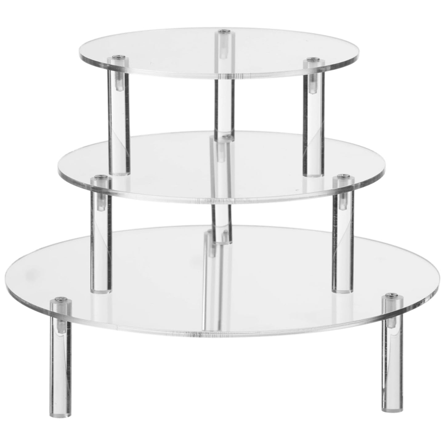 yeesport 3 Pcs Acrylic Riser Set, Clear Round Display Stands for Cake, Dessert, Afternoon Tea, Displaying Cosmetics, Jewelry, Toy Figures, Multiple Sizes, Stackable Design